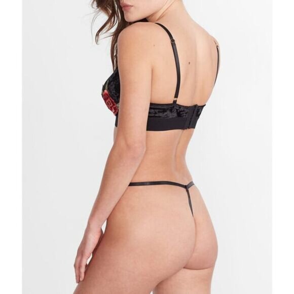 NWT KILO BRAVA Floral Crushed Velvet Low Rise G-String Sz XL - Picture 2 of 9